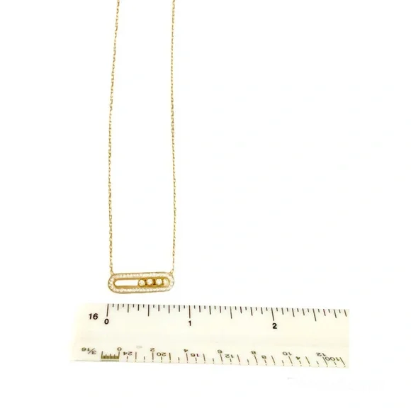 🆕 Gorgeous 18k Diamond Slider Oval Bar Necklace NWT - Picture 10 of 16